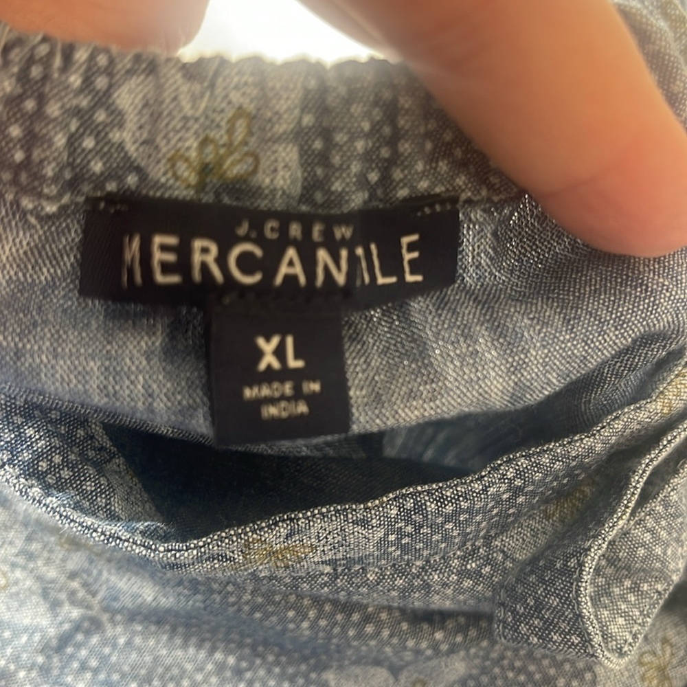 J Crew Mercantile Printed Chambray Faux Wrap Mini Skirt Size XL - Picture 8 of 11